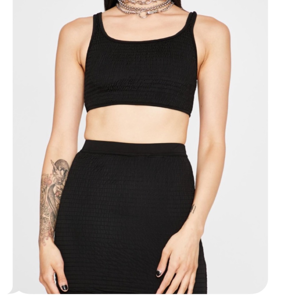 dolls kill basic smock black skirt set